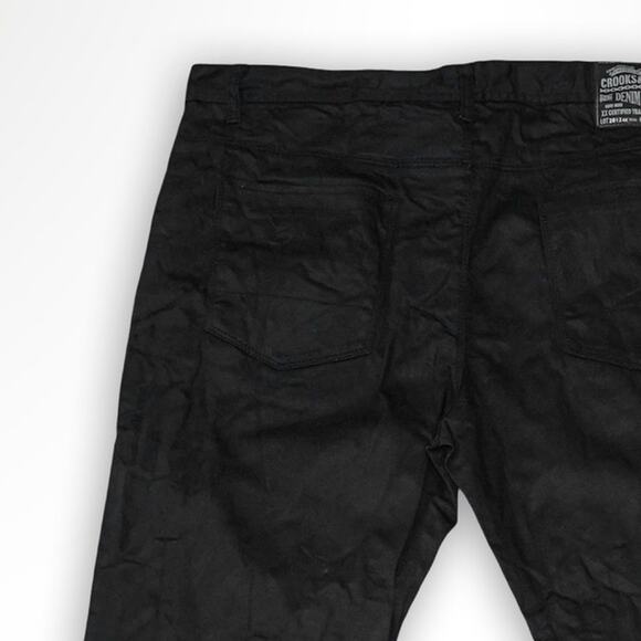 Crooks & Castles Ratchet Fit Black Coated Jeans 38x34 - Picture 6 of 6